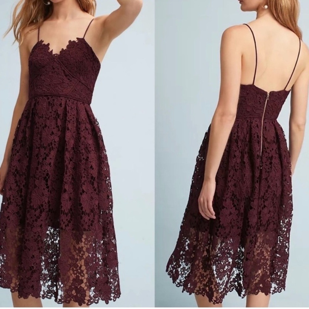 Donna Morgan Donna Morgan Women's Chemical Lace Spaghetti Strap Midi Dress SZ 2P